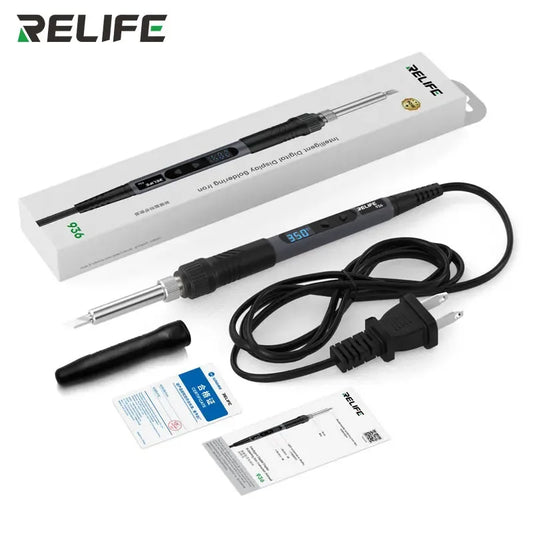RELIFE 936 90W Intelligent Digital Display Portable Soldering Iron 120~550℃ Adjustable Supports 900M Series Soldering Iron Tips