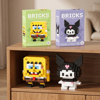 SpongeBob SquarePants Toy Sanrio Kuromi Building Blocks Patrick Star Figure Hello Kitty Cartoon Character Toy For Children Gifts