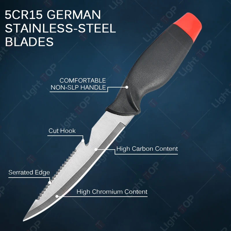 WXCOO Stainless Steel Fish Filleting Knife Sharp Butcher with Cover Multifunctional Fruit Meat Cutting Fish Boning Knives