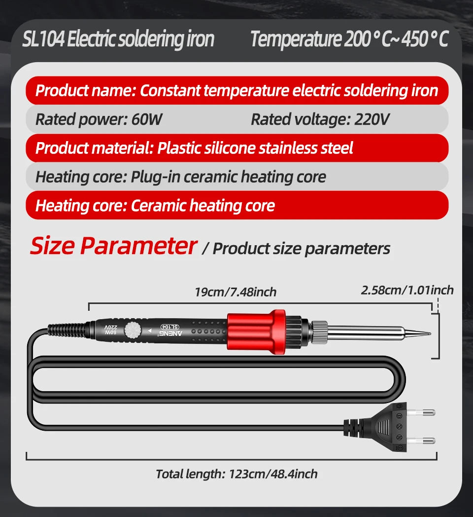 Digital Display Electric Soldering Iron ANENG SL105 Adjustable Temperature EU/220V US/110V Portable Kit Weld Solder Repair Tools