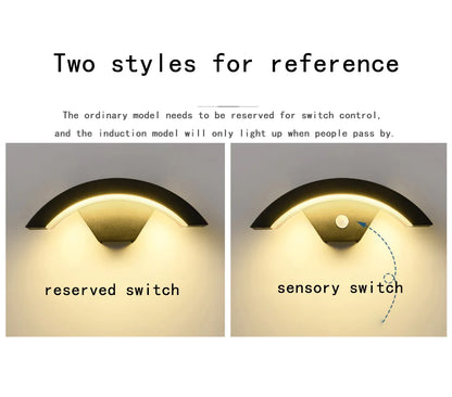 Semicircular Outdoor Wall Lamp IP65 Waterproof LED Lighting With Motion Sensor Entrance Porch Garden Courtyard Aisle Wall Lamp