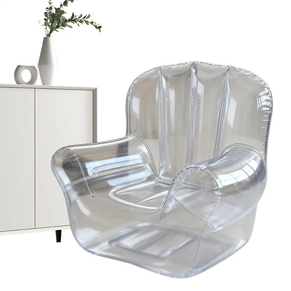 Thickened Transparent Sofa PVC Inflatable Sofa Camping Outdoor Inflatable Lazy Recliner Single Person Seat for Pool Side Bedroom