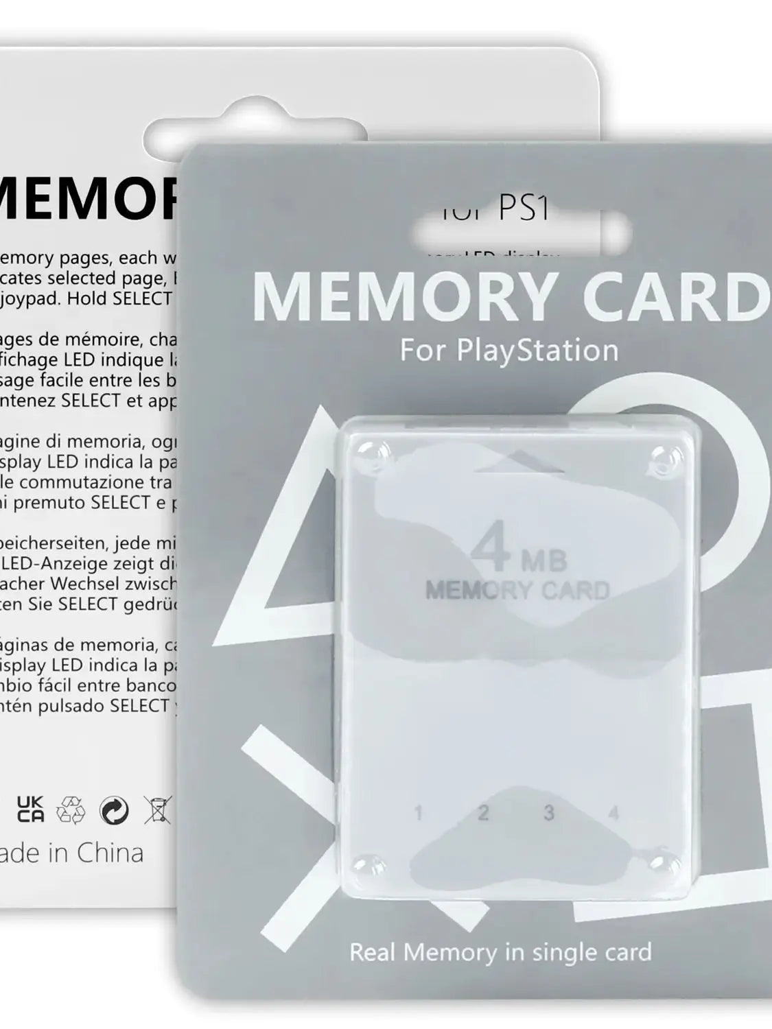 4MB Memory Card for PS1 Game Console Fast Read Write, ABS Material Game Saving Card Compatible with PS1 Classic Game Systems