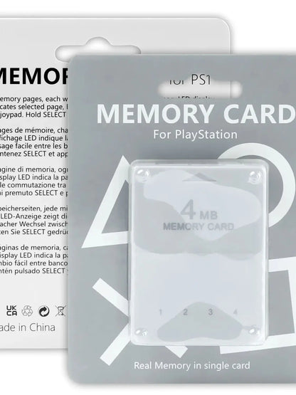 4MB Memory Card for PS1 Game Console Fast Read Write, ABS Material Game Saving Card Compatible with PS1 Classic Game Systems