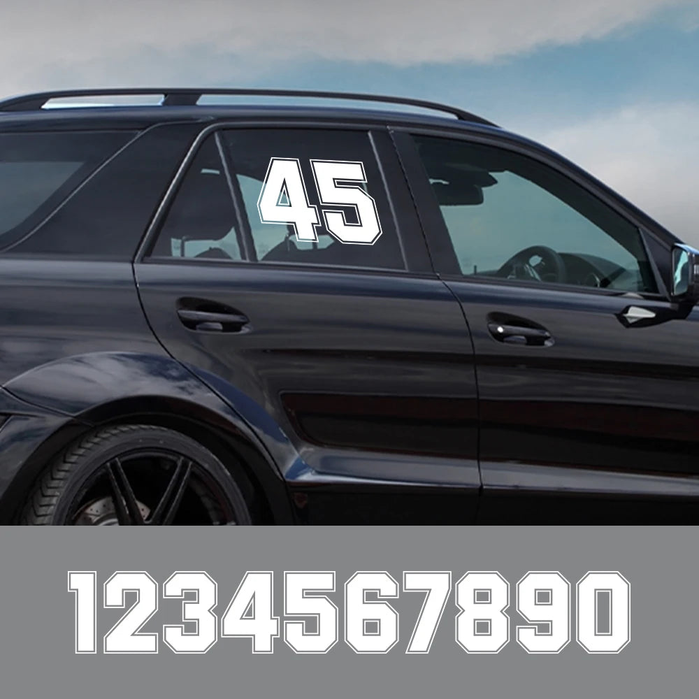 Car Side Door Custom Number Styling Stickers For 0 1 2 3 4 5 6 7 8 9 Auto Tuning Accessories Vinyl Film Decoration Decals