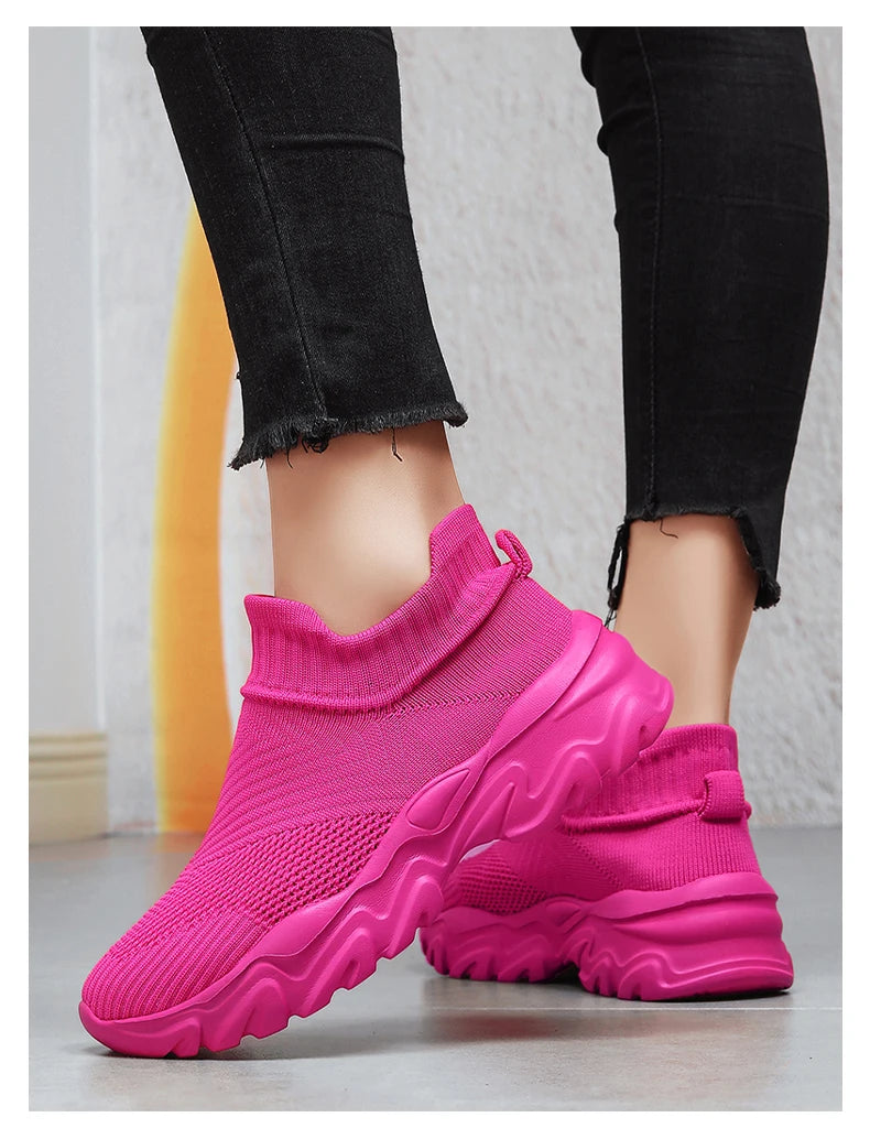 Men'S And Women'S Sneakers Mesh Breathable Lightweight High-Top Running Tennis Shoes Comfortable Outdoor Pair Naked Boots