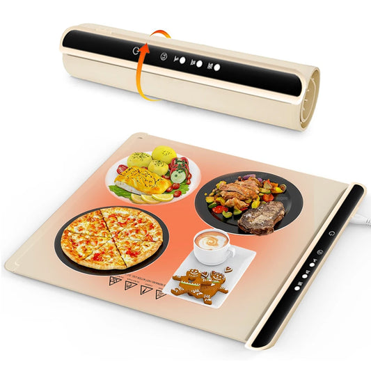 Food Warmer Plate Electric Warming Tray Foldable Food Warming Pad Electric Food Warmer Fast Heating Portable Food Warming Mat