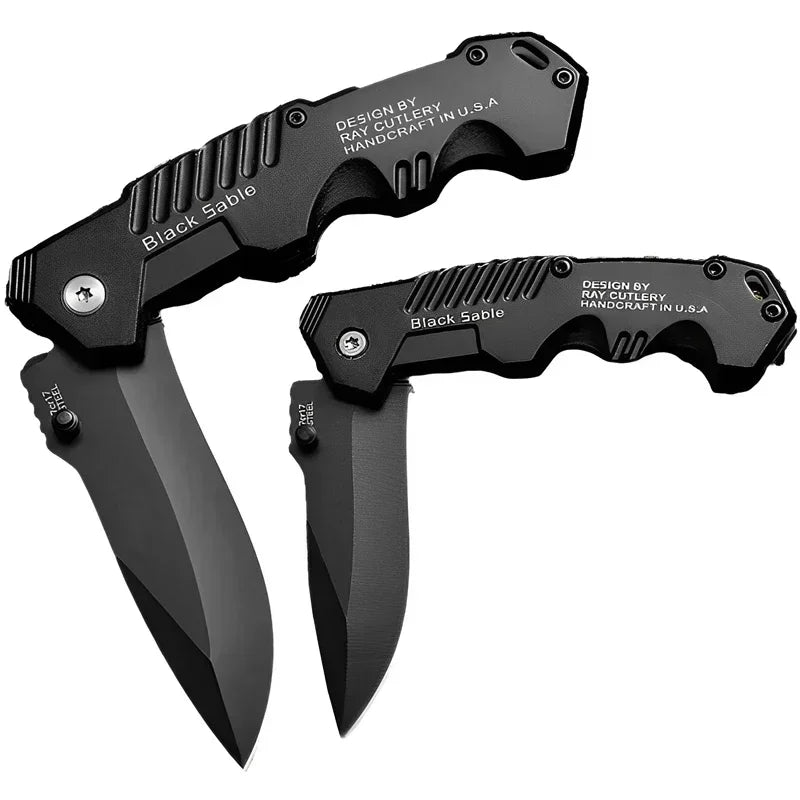 High-hardness outdoor folding knife, portable small straight knife for camping, stainless steel pocket knife, men's fruit knife