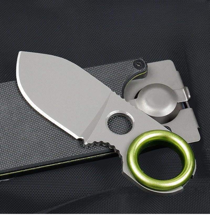 Outdoor Mini Pocket Knife Multifunctional Straight Knife Suction Card Mounted Keychain Pocket Knife Carrying Knife All Steel