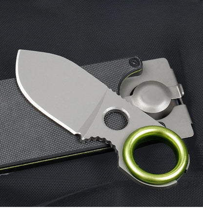 Outdoor Mini Pocket Knife Multifunctional Straight Knife Suction Card Mounted Keychain Pocket Knife Carrying Knife All Steel