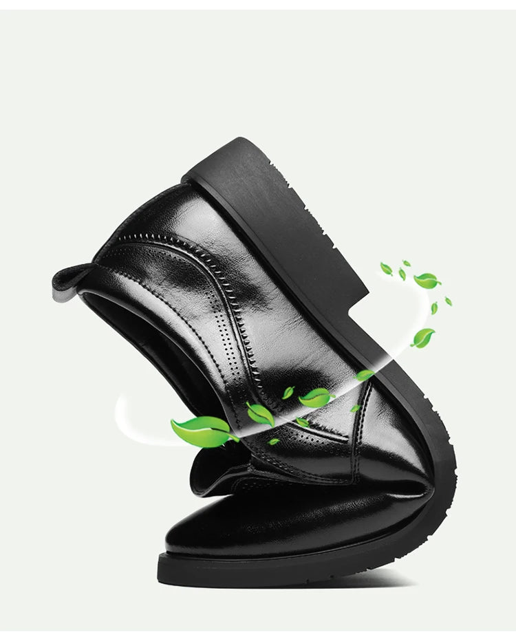 Men's Summer Breathable Comfortable Loafers British Business Formal Derby Shoes Hollow out Design Leather Shoes for Men-SJ2501-1
