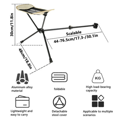Camping Chair Foot Rest Ottoman Folding Attachable Leg Rest Recliner Lazy Retractable for Retractable Stool Hammock Beach Chair