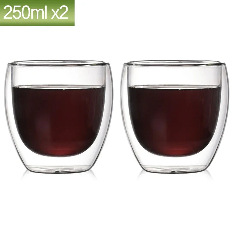 80ML Double Wall Glass Cup 1/12PCS Transparent Handmade Heat Resistant Tea Drink Whisky Wine Set Espresso Coffee Milk Mugs Gift