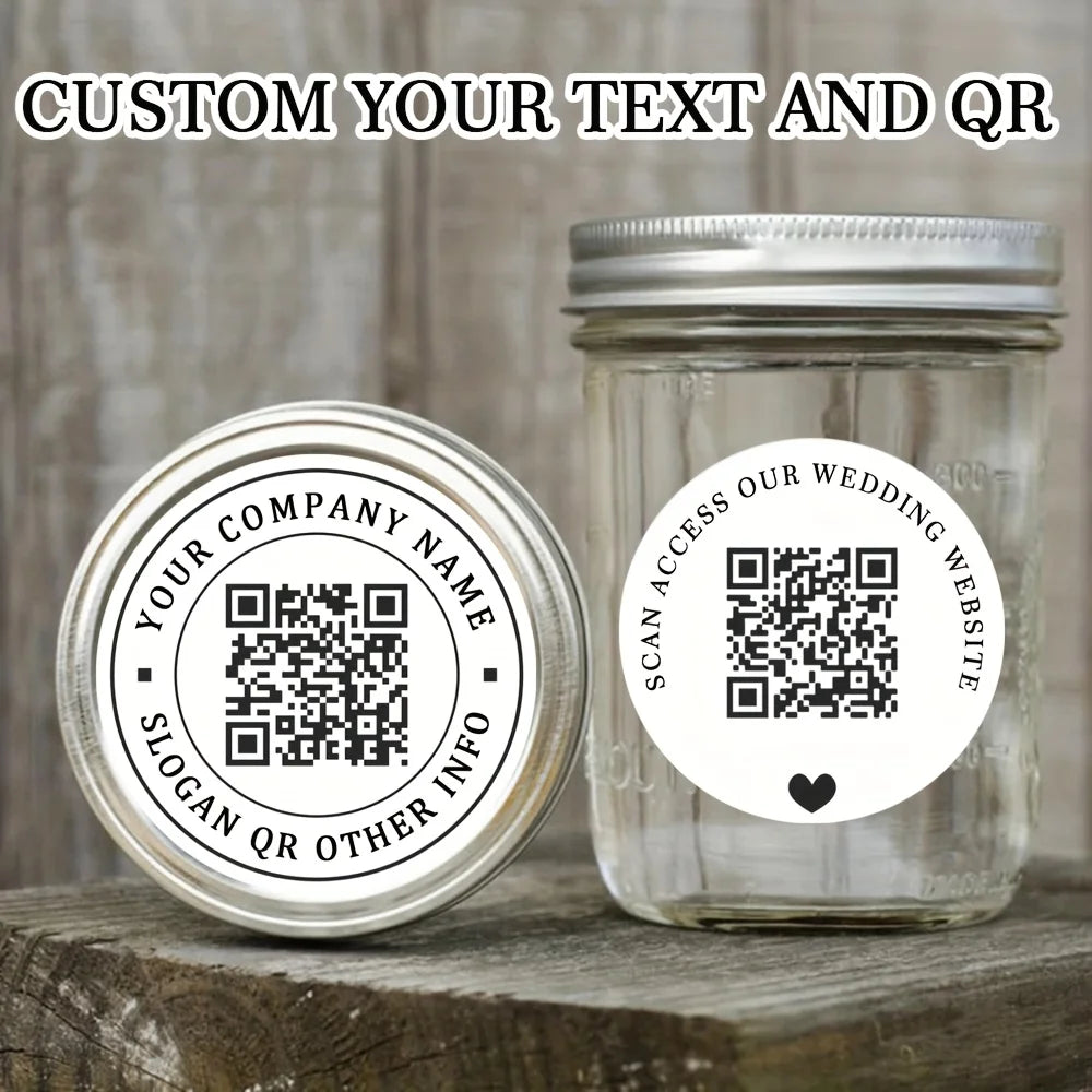 Custom White QR Code Stickers - round Design for Corporate Logo Gift Wrapping Product Labels High-Quality PP Material
