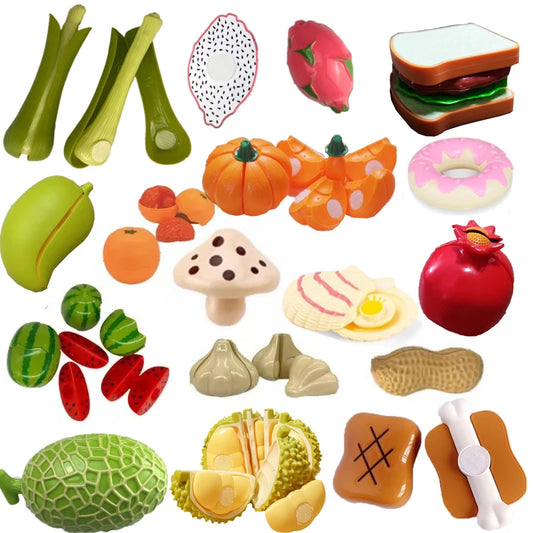 Montessori Simulation Chechele Ingredients Vegetables Fruits Dessert Bread Educational Toy Play House Decompress Educational Toy
