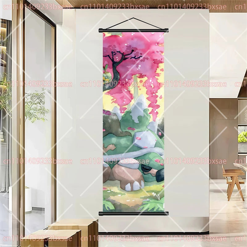 Pokémon Retro HD Scroll Painting Poster Squirtle Eevee Charmander Bulbasaur Gyarados Charizard Fan Collection Children's Gift