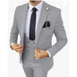 Solid Men's 3 Piece Suit Slim Fit Men Tuxedo Suit Party Wedding Prom Business One Button Peak Lapel Blazer Jacket Vest Pants Set