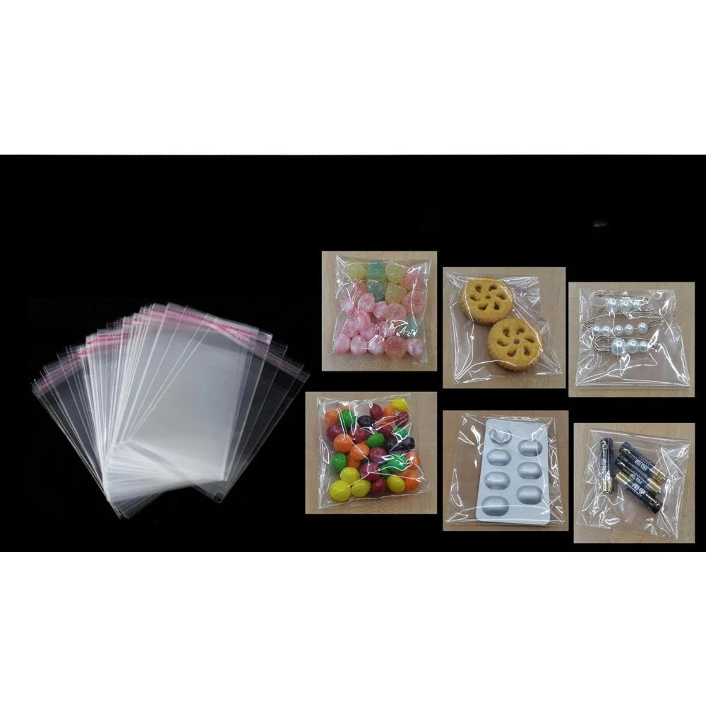 3x4 Inch Self-Sealing Cellophane Bags: 100-Pack Clear Resealable OPP Bags for Cookies, Candy, Jewelry & Small Gifts