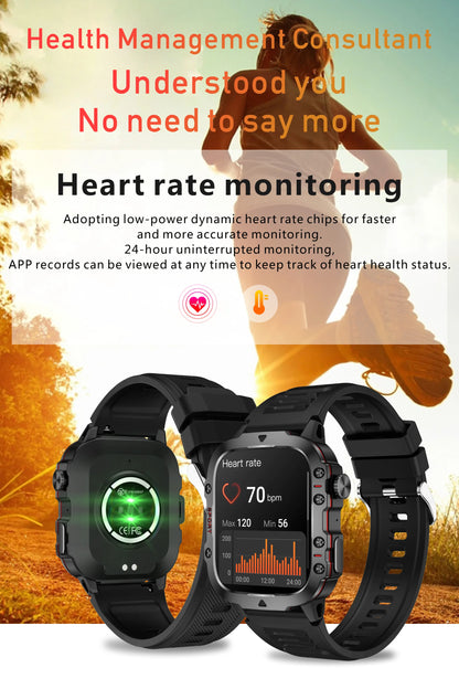 LIGE Outdoor Men's Sports Smart Watch 2.01 inch HD Screen Fitness Monitor Bluetooth Call Smartwatch For Men Women Holiday Gifts