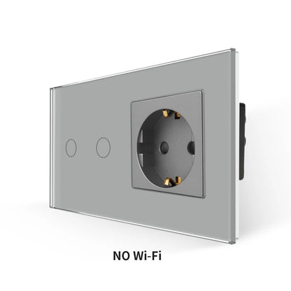 Bingoelec Grey Smart Light Switch and WiFi Wall Socket with Crystal Glass Panel Switches with Sockets Home Improvement