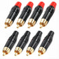 2/4/8PCS RCA Plug Connectors Adapter Coaxial Cable Audio Jack Gold Plug Male No Solder Speaker Connector