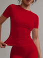 Women's White Solid Round Neck Short Sleeve Fitted T-Shirt for Summer Casual Wear