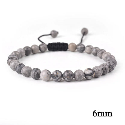 6mm 8mm 10mm Natural Stone Bracelet, Tiger Eye Agate Lava Bead Unisex Adjustable Handwoven Boho Jewelry Gift for Men Women