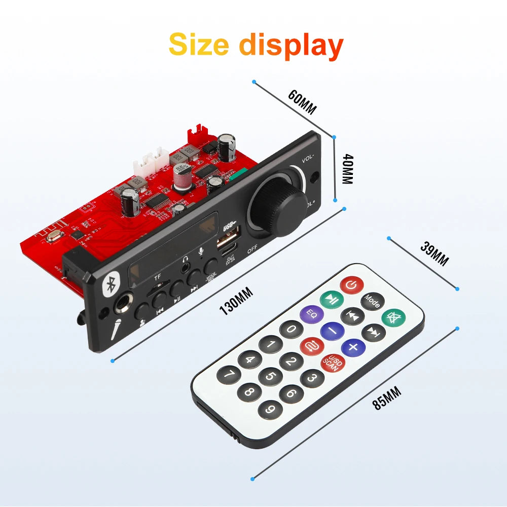 160W Amplifier Bluetooth MP3 WMA  APE Decoder Board 12V 40W Handsfree Car Audio Microphone USB TF FM Radio DIY Mp3 Music Player