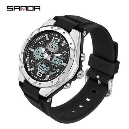 SANDA Luxury Ms LED Digital Sport Watch Fashion Casual Gold Wrist Watch Women Girl Military Waterproof Quartz Wristwatches 6062