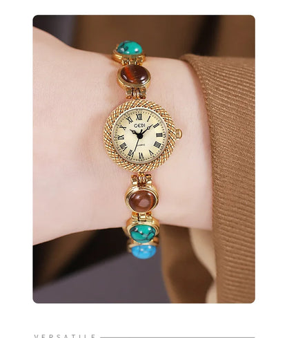 Women Bracelet Watch Ancient Luxury Premium Cat Eye Stone Colorful chain Watches Waterproof Ladies Fashion Quartz Wristwatch