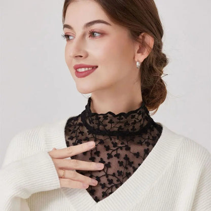 Beautiful Petal Fake Collar Black Lace False Blouse Detachable Lapel False Collar Sweater