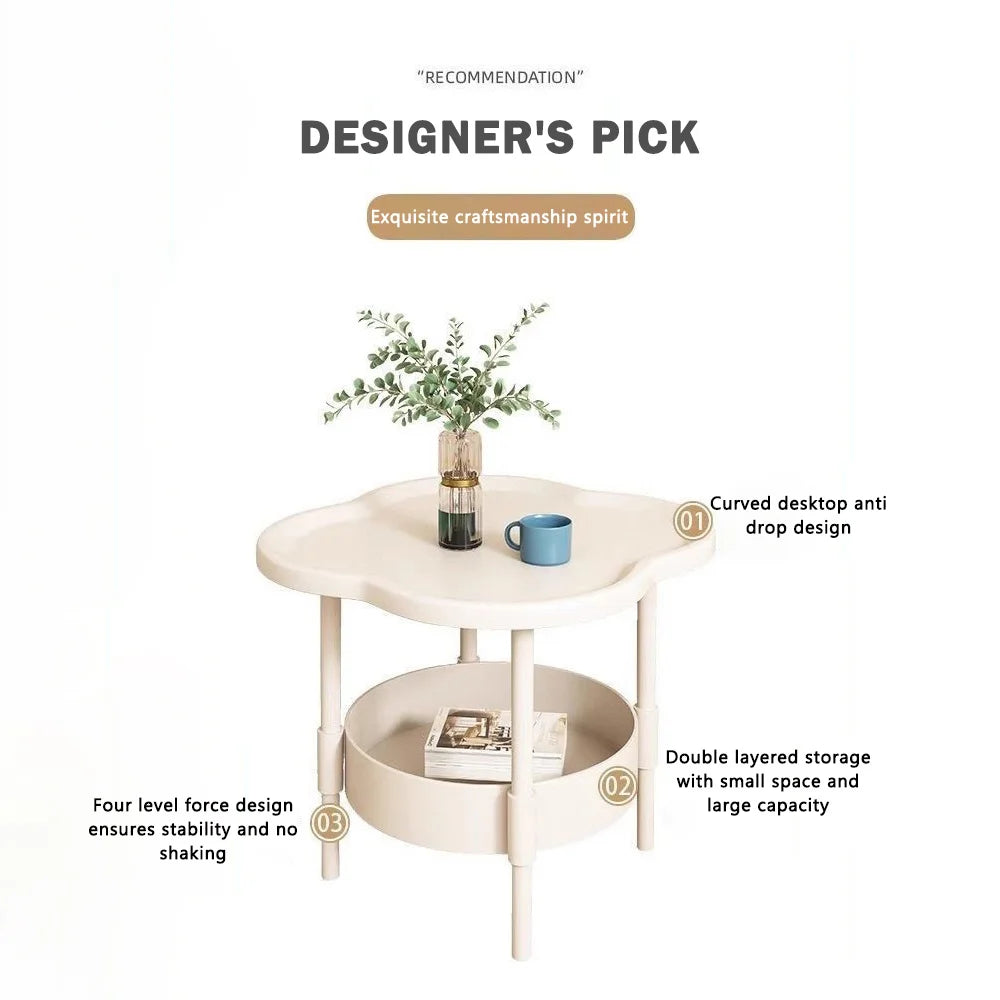 Trendy 40*40CM Side Table Plastic Samll End Table With Storage Easy to Assemble Bedside Table for Living Room
