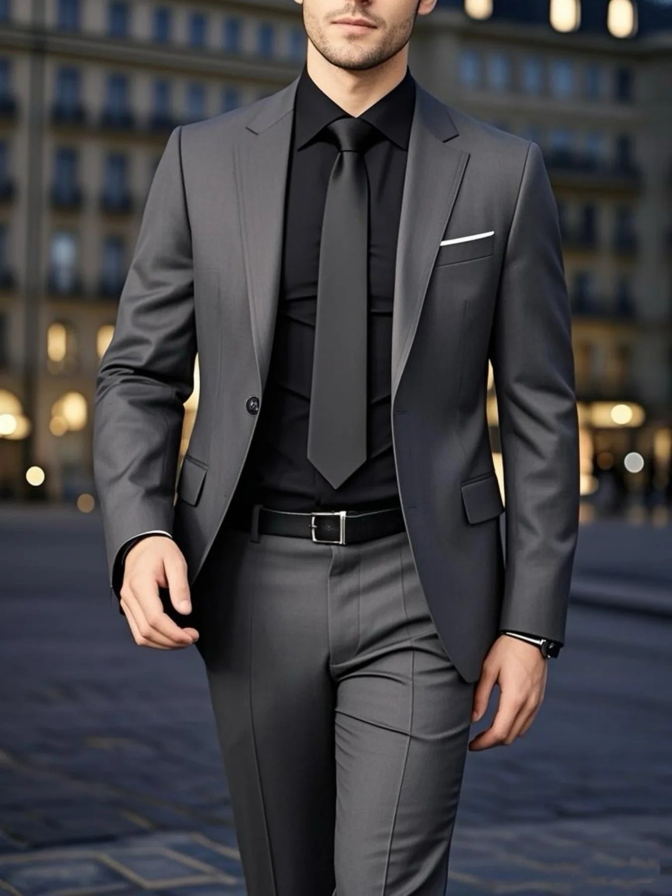 2pcs Men's All-Season Suit Set, Jacket And Trousers, Comfortable Wear for Wedding, Party And Formal Dinner