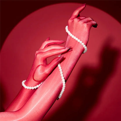 Sexy Women 1D Thin Glove Elastic Oil Glossy Shiny Long Finger Glove Sheer See Through Long Glove Driving Dance Gloves