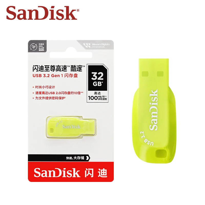 USB 3.2 Sandisk CZ410 USB Flash Drive 32GB 64GB 128GB High Speed Pen Drive Yellow Memory Stick Original pendrive Mini U Disk