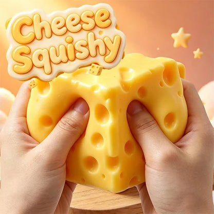 Kawaii Cheese Squishy Toy Stress Relief Fidget Toy, Soft Squeeze Cheese Block for Desk Decor, Anxiety Relief Sensory Toy for Adu