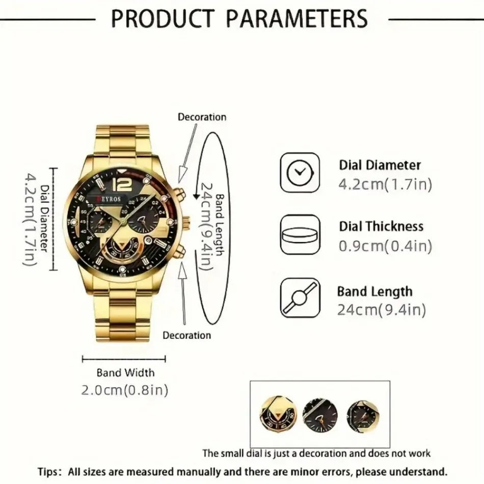 5 Pieces/set of Business Men's Watch Set Simple Casual Quartz Watch Pointer Alloy Dial Men Watch Set Is The IdealChoice forGifts