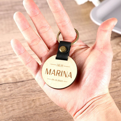 Custom Engraved Wedding Names Wood Key Chain, Custom Gifts for Wedding Gift Key Chain, Birthday, Valentines or Galentines Gift