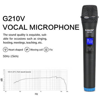 Wireless Microphone G-MARK G210V Professional 2 Channels Handheld Karaoke Mic For Party Meeting Church Show Home