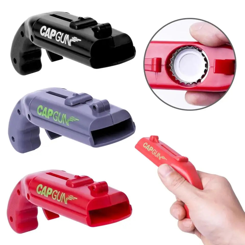 Creative Beer Bottle Opener Spring Cap Catapult Launcher Gun Shape Bar Tool Drink Opening Shooter Can Opener Kitchen Gadget Tool