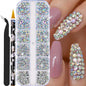 12grids Half Round Pearls Beads 3D Nail Charms 1.5/2/2.5/3/4/5mm White Flatback Pearls Nail Jewelry Nail Craft Pearl Rhinestones