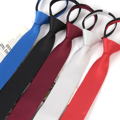 New Unisex Solid Necktie Zipper Tie 6cm Casual for Man Women Gravatas Skinny Slim Mens Party Wedding Shirt Accessories Corbatas
