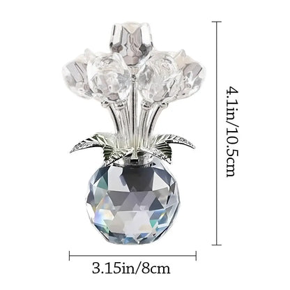 Creative Crystal Rose Sculpture Reflect Colorful Rose Bouquet Ornaments Small Handmade Crystal Rose Bundle Mother's Day