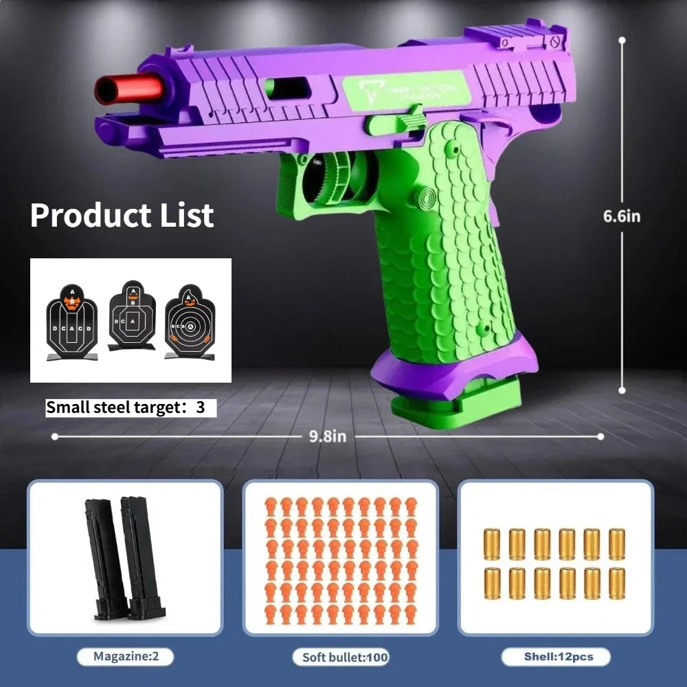 USP Soft Bullet Toy Pistol Shell Ejecting Continuous Firing Empty Hanging Design Outdoor Interactive Game Toy for Kids Gift