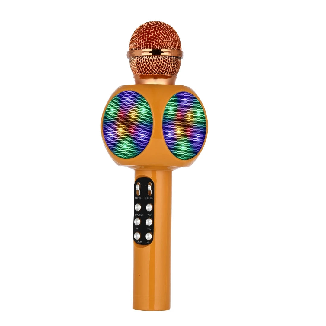 Magic Voice Karaoke Microphone, Wireless Bluetooth Speaker with 4 Voice Changer, Colorful LED Lights, HIFI Sound, for Party Gift