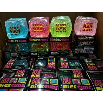 HOT Schylling Needoh Nice Cube Squishy Stress Toy Glow In The Dark Slow Rebound Sensory Glitter Pressure Relief For Adults gifts