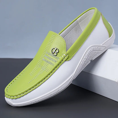 Men's Summer Hollow Out Slip-On Loafers Breathable Soft Sole Anti-Slip Wear-Resistant Casual Shoes-6601