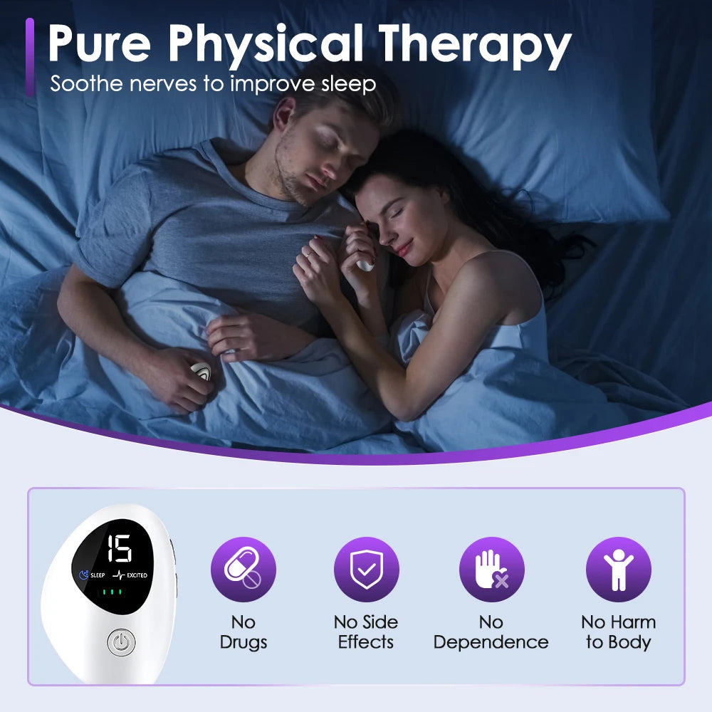 Microcurrent Sleep Aid Device CES Palm 15 Level Pluse Stimulation Massager Sleep Instrument for Insomnia Stress Anxiety Relief