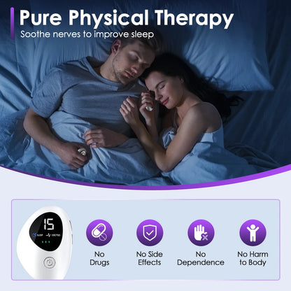 Microcurrent Sleep Aid Device CES Palm 15 Level Pluse Stimulation Massager Sleep Instrument for Insomnia Stress Anxiety Relief