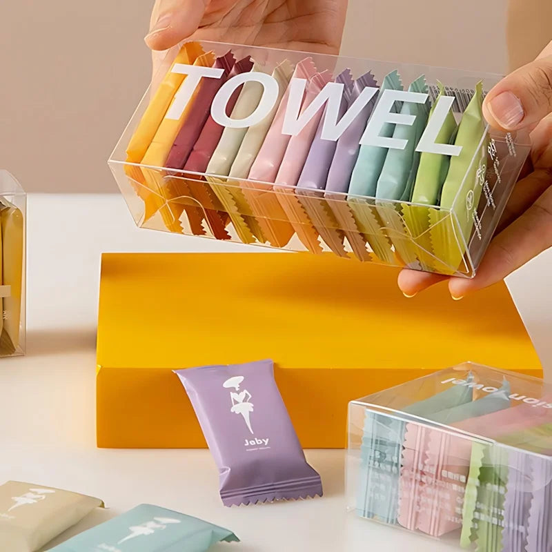 Thoughtful Valentines Gift for Him/Her -Individually Wrapped Compressed Towels,Soft Cotton Facial Towellets for Travel, Hygienic